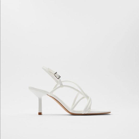 Zara Shoes - ZARA WHITE HIGH HEELED SANDALS WITH TUBULAR STRAPS